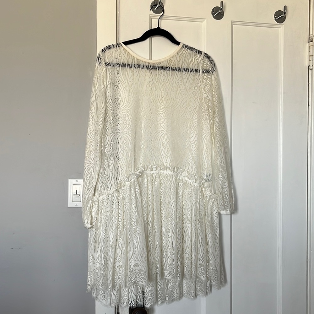 Lace sheer white dress/ could be used as a top